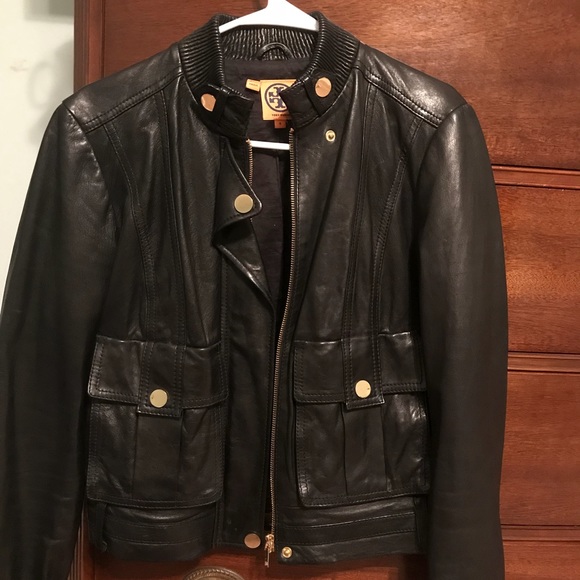 Coats | Tory Burch Black Leather Jacket 